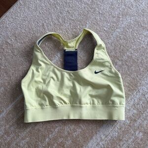 Nike Light Yellow Sports Bra with Black Logo